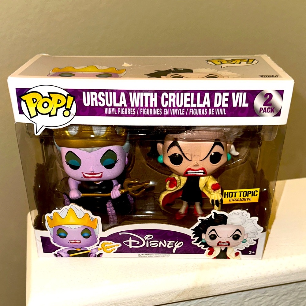 Funko POP! Disney 2 Pack Ursula with Cruella De Vil Hot Topic EXCL NIB VAULTED